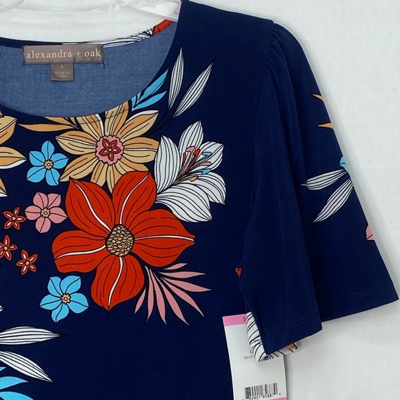 Alexandra + Oak Knit Dress Navy Blue Multi Floral - Picture 2 of 9